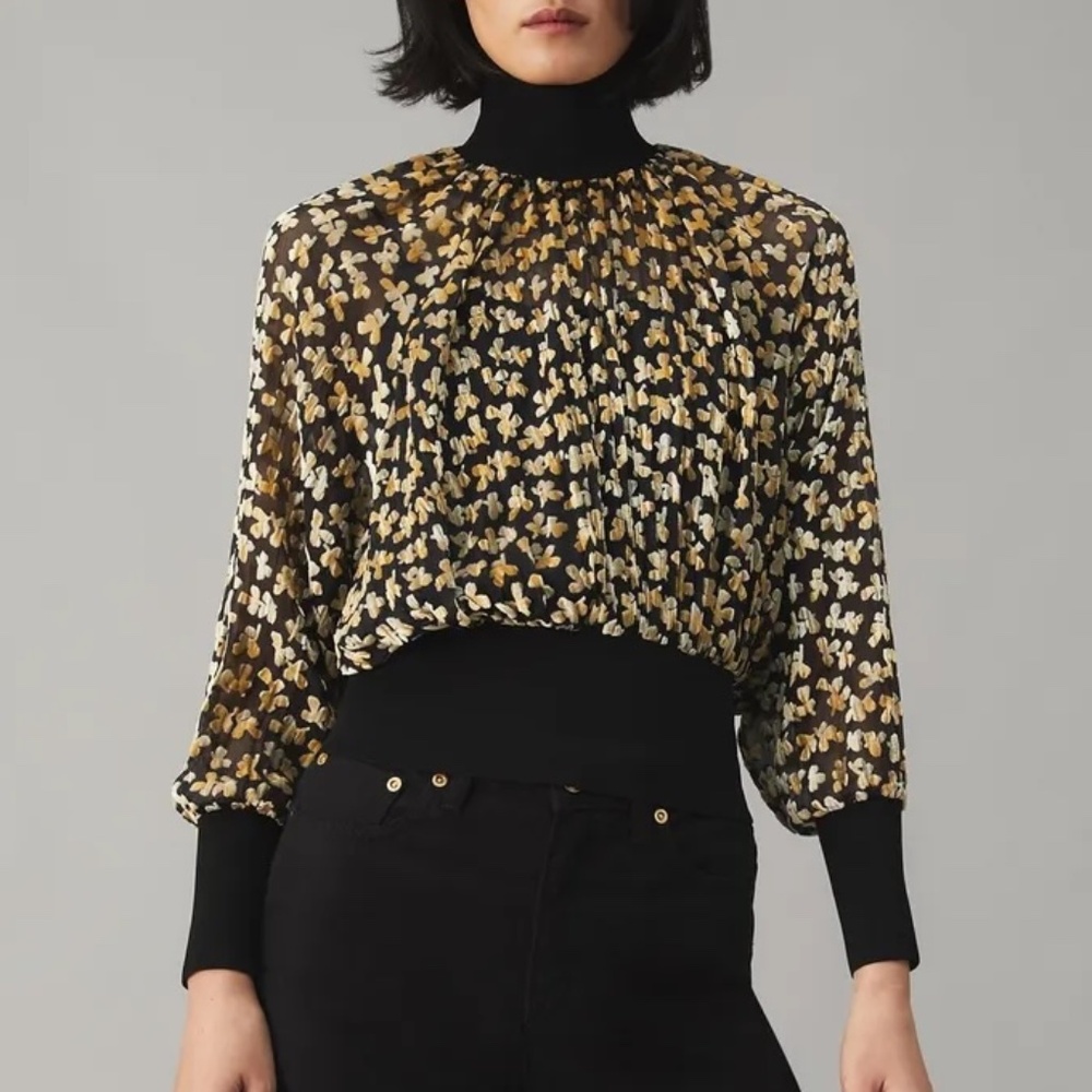 TORY BURCH Velvet Devore Turtleneck Top